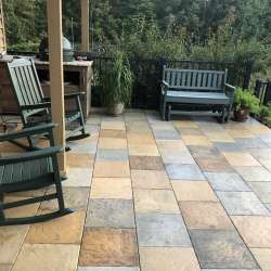 DekTek Tile Custom Colored Concrete Deck Tiles - Pecan Medley splashed with Cobblestone Gray
