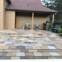 DekTek Tile Custom Colored Concrete Deck Tiles - Pecan Medley splashed with Cobblestone Gray