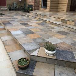 DekTek Tile Custom Colored Concrete Deck Tiles - Pecan Medley splashed with Cobblestone Gray
